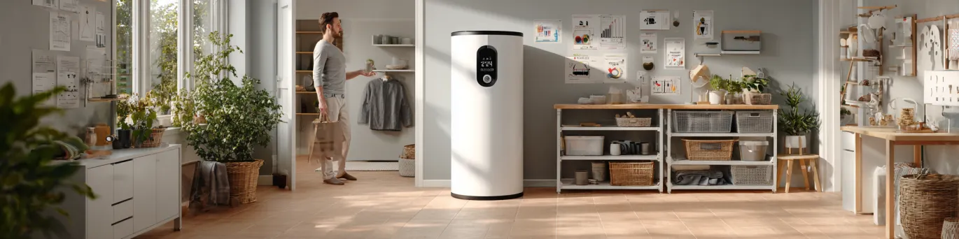 Ballon thermodynamique intelligent permettant 70% d'économies d'énergie grâce à la programmation des heures creuses