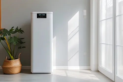 Chauffe-eau thermodynamique Atlantic Calypso en fonctionnement, montrant son design moderne et ses performances énergétiques.