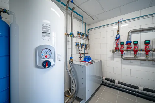 Chauffe-eau domestique avec composants visibles et points d'entretien clés pour une maintenance optimale