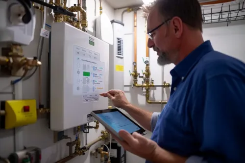 Technicien effectuant l'entretien d'un ballon thermodynamique pour garantir sa performance énergétique optimale