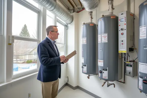 Chauffe-eau économique moderne avec étiquette énergétique A+++ montrant ses performances écologiques