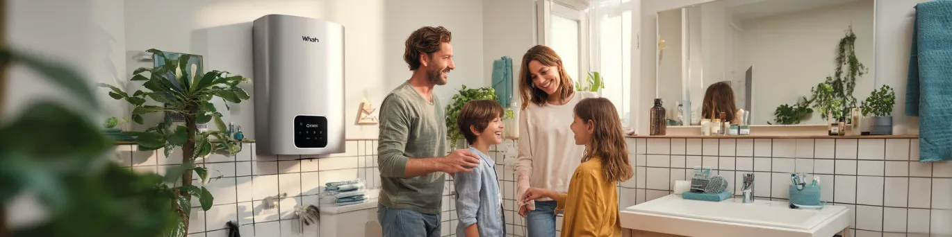 Ballon d'eau chaude domestique avec indication des différentes capacités adaptées aux besoins familiaux