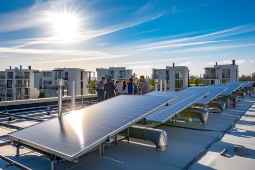 Chauffe-eau solaire thermique installé sur un toit capturant l'énergie du soleil pour chauffer l'eau domestique