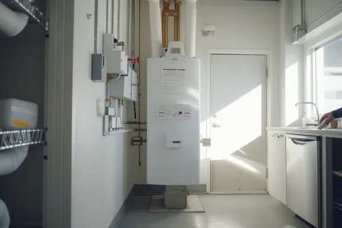 Ballon d'eau chaude placé stratégiquement pour réduire la consommation énergétique dans une habitation